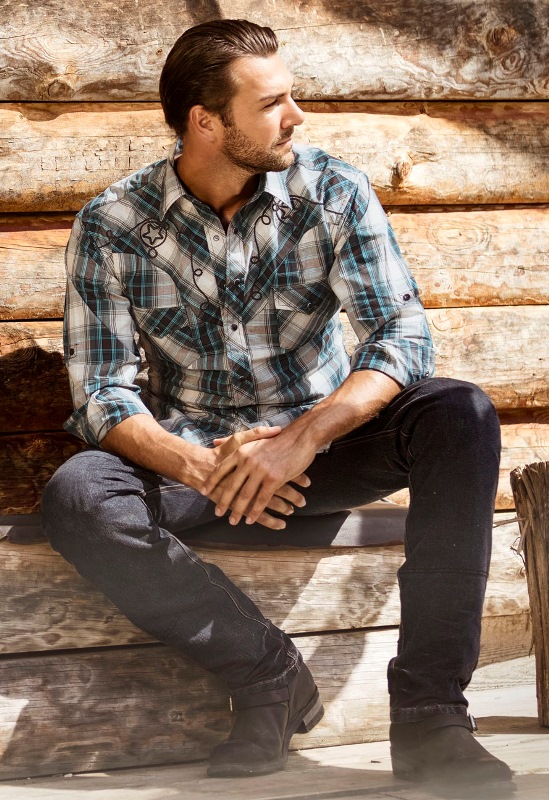 Chemise Country Jeff Chemise a carreaux avec broderies Manches longues