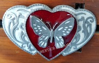Boucle de ceinture Papillon Triple coeur