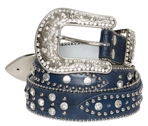 Ceinture cuir STONE 04 Bleue